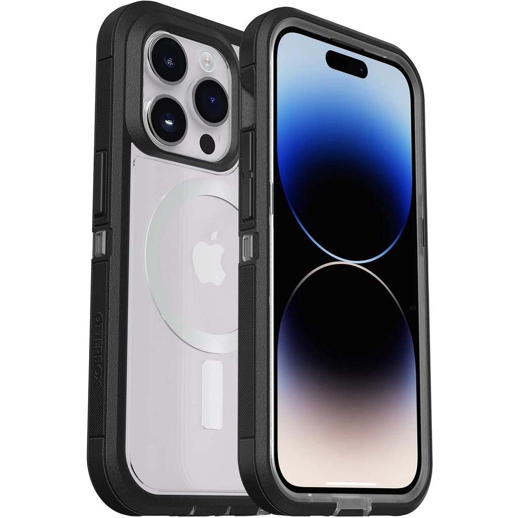 Otterbox Defender Xt Clear Magsafe Case For Iphone 14 Pro, Black Crystal
