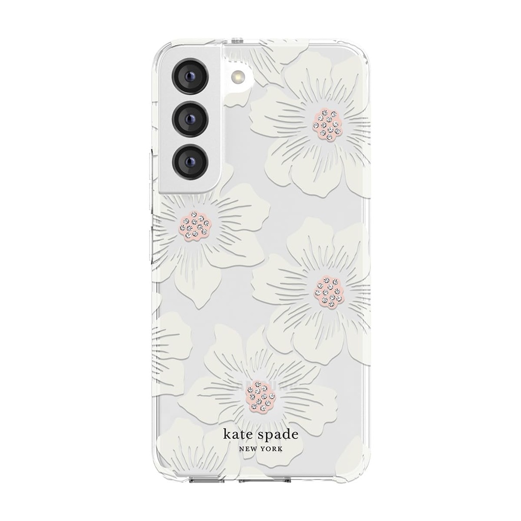 Kate Protective Hardshell Case For Galaxy S22, Hollyhock Floral Clear