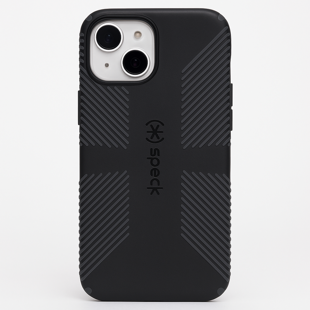 Speck Candyshell Grip With Magsafe Case For Iphone 15 Plus And Iphone 14 Plus, Black And Slate Grey