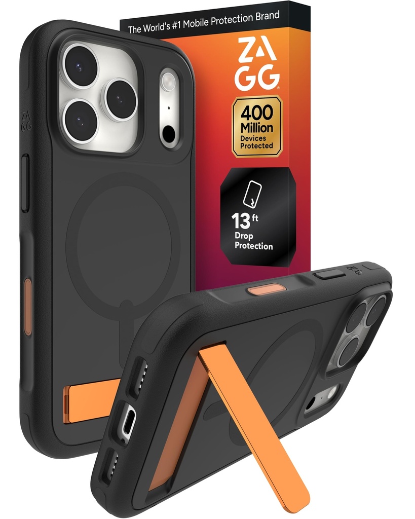 Zagg Sedona Snap Fitted Hard Shell Case With Magsafe & Kickstand For Iphone 17 Pro - Black