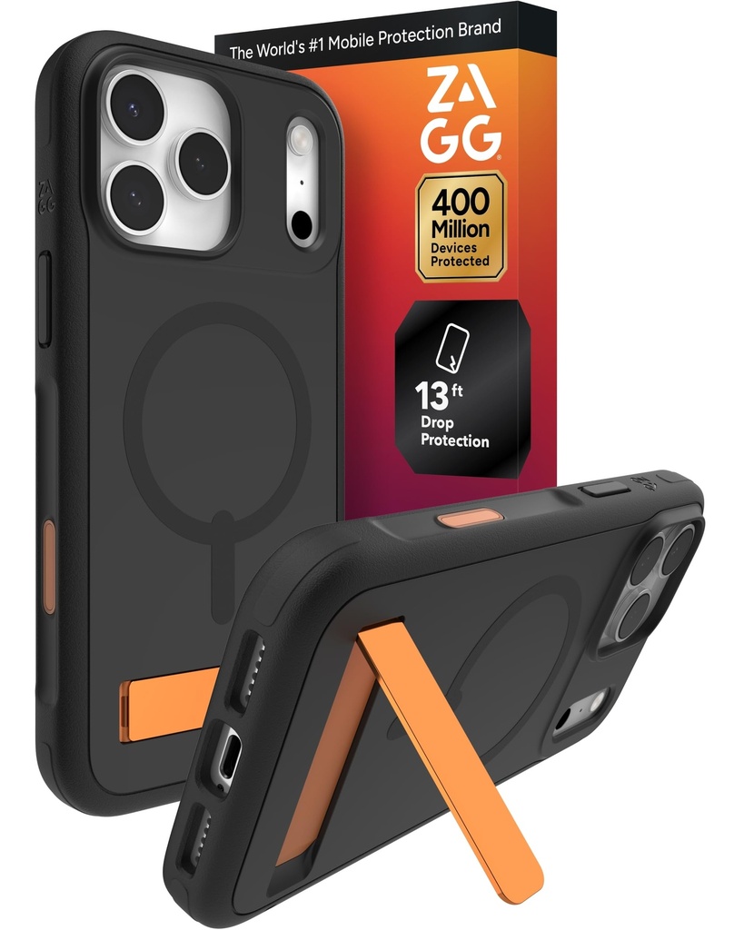 Zagg Sedona Snap Fitted Hard Shell Case With Magsafe & Kickstand For Iphone 17 Pro Max - Black