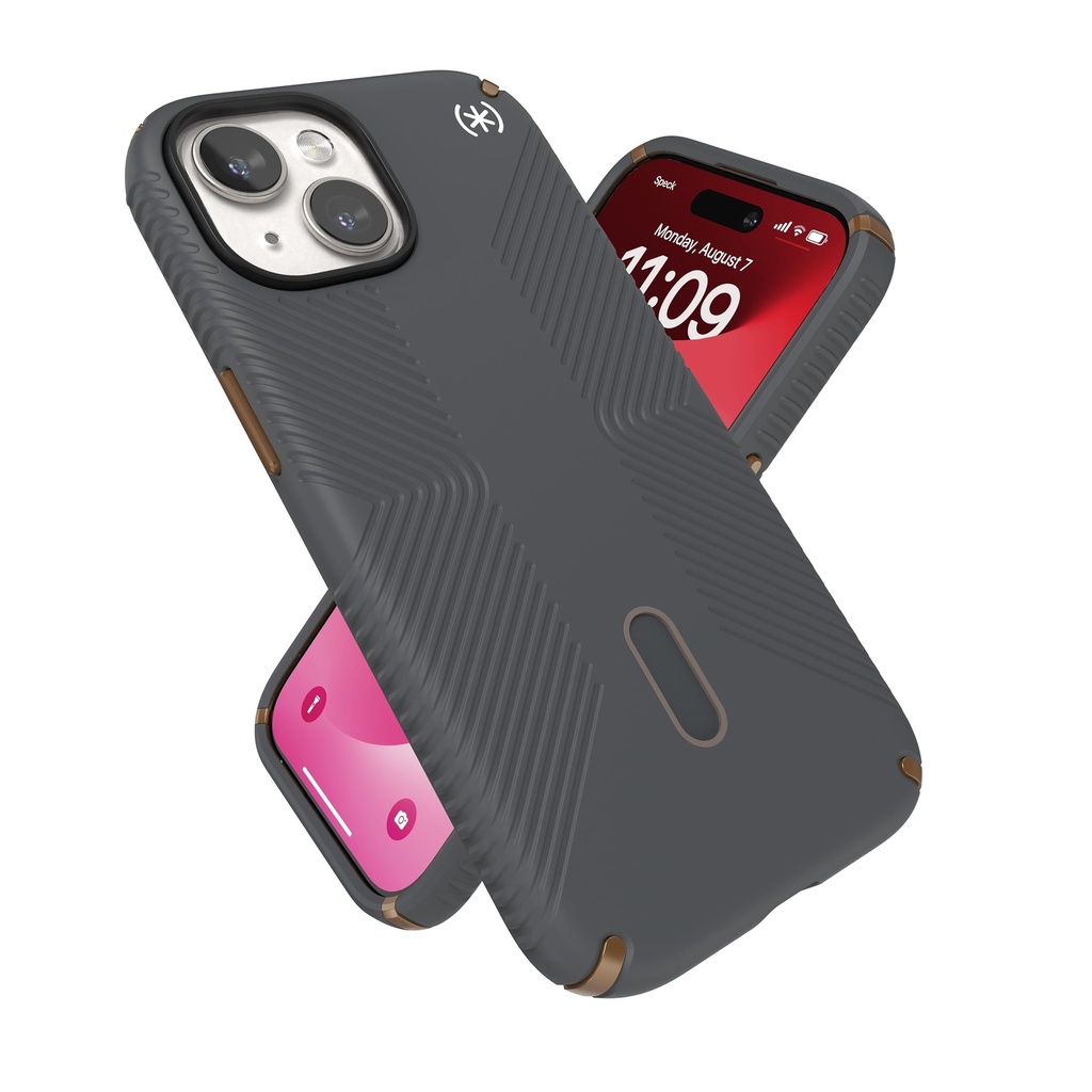 Presidio2 Grip Magsafe With Clicklock Apple Iphone 15 Case - Charcoal Grey/Cool Bronze