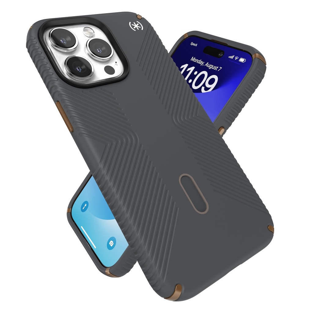 Speck Presidio2 Grip Magsafe With Clicklock Iphone 15 Pro Max Case - Charcoal Grey/Cool Bronze