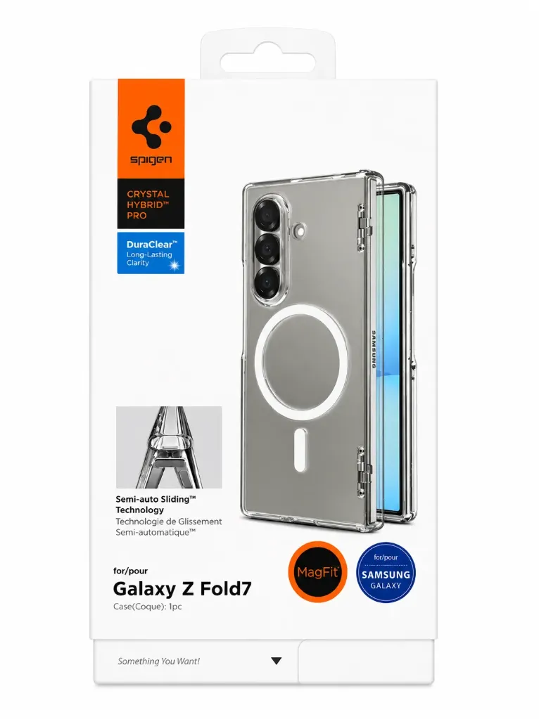 Spigen Crystal Hybrid Pro Fitted Hard Shell Case for Galaxy Z Fold 7 - Clear